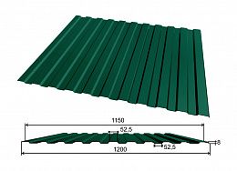 Профнастил С8 двухсторонний 1,2х1,5 м 0,5мм зеленый