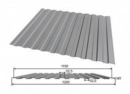 Профнастил С8 односторонний 1,2х1,5 м 0,5мм серый