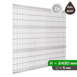 Панель 3D ограждения PROFI 2.43х2.5, d5, RAL 8017 (коричневая)