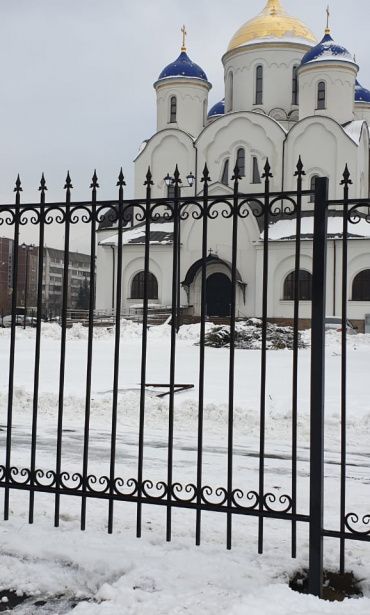 Сварной забор из профильной трубы с декоративными коваными элементами