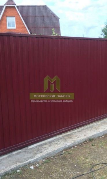 Ворота из профнастила откатные механические