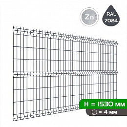 Панель 3D ограждения MEDIUM 1.53х2.5, d4, RAL 7024 полимерное покрытие 