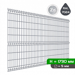 Панель 3D ограждения PROFI 1.73х2.5, d5, RAL 7024 (графит)